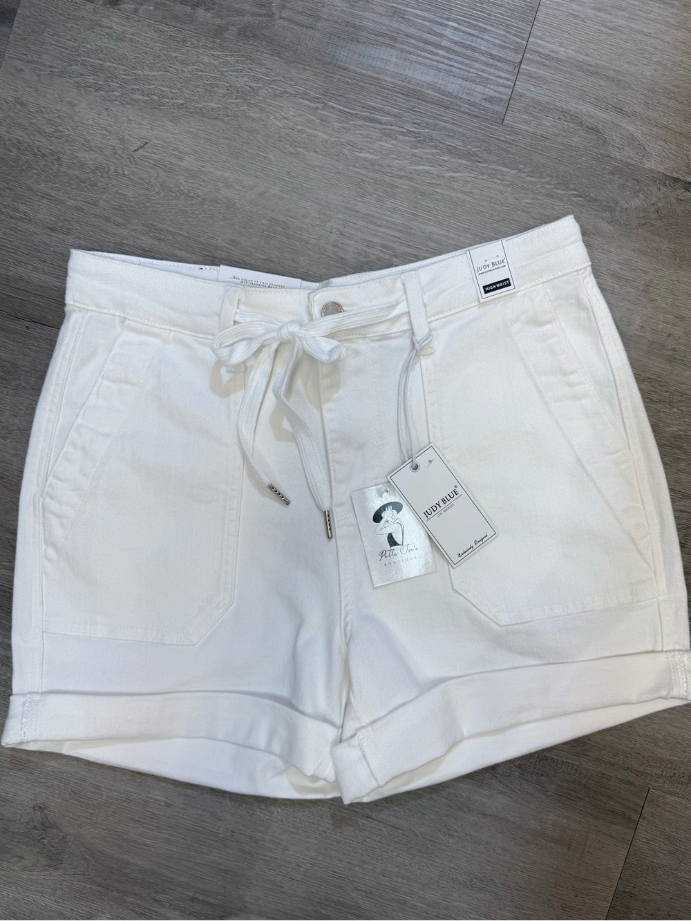 Judy Blue White High-Rise Drawstring Shorts